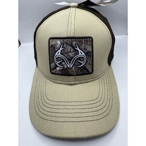 Realtree Men's SnapBack Hat Camo Label Design APX Antler Sand/Brown NWT